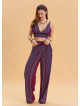 Purple Summer Harem Trousers with Elastic Waist Belt Detail 4570
